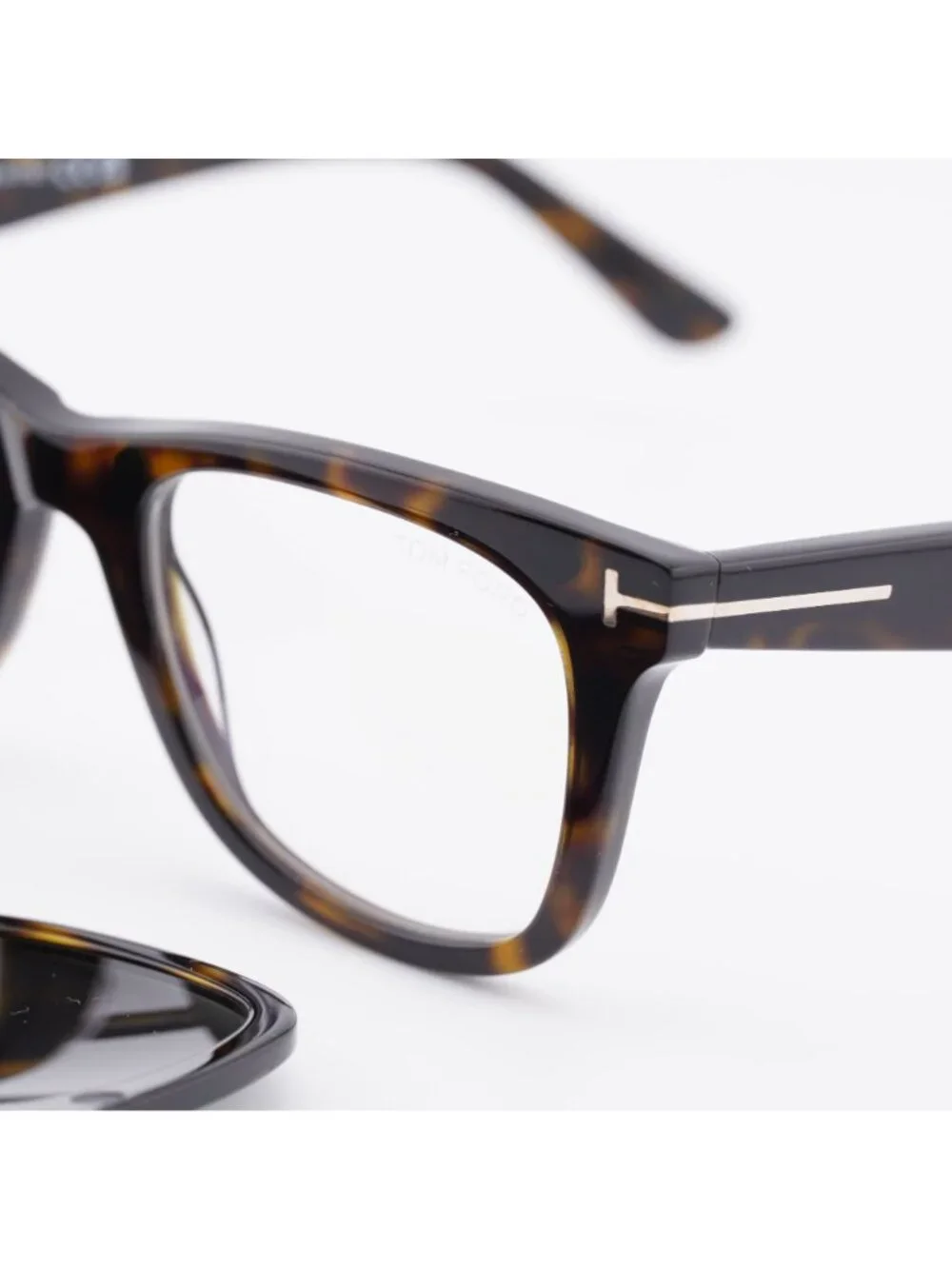 Tom Ford FT5970-B 052 Eyeglasses Havana 50mm Square Frame, Clip-On Creen